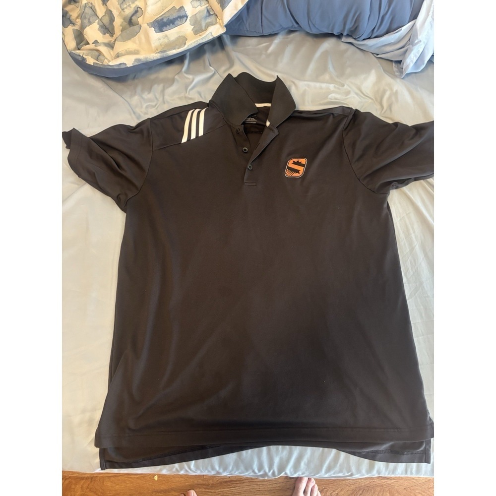 Adidas Black Polo Shirt with White Stripes